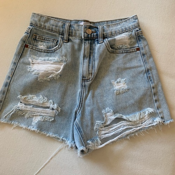 Cello Pants - High waisted denim shorts XS